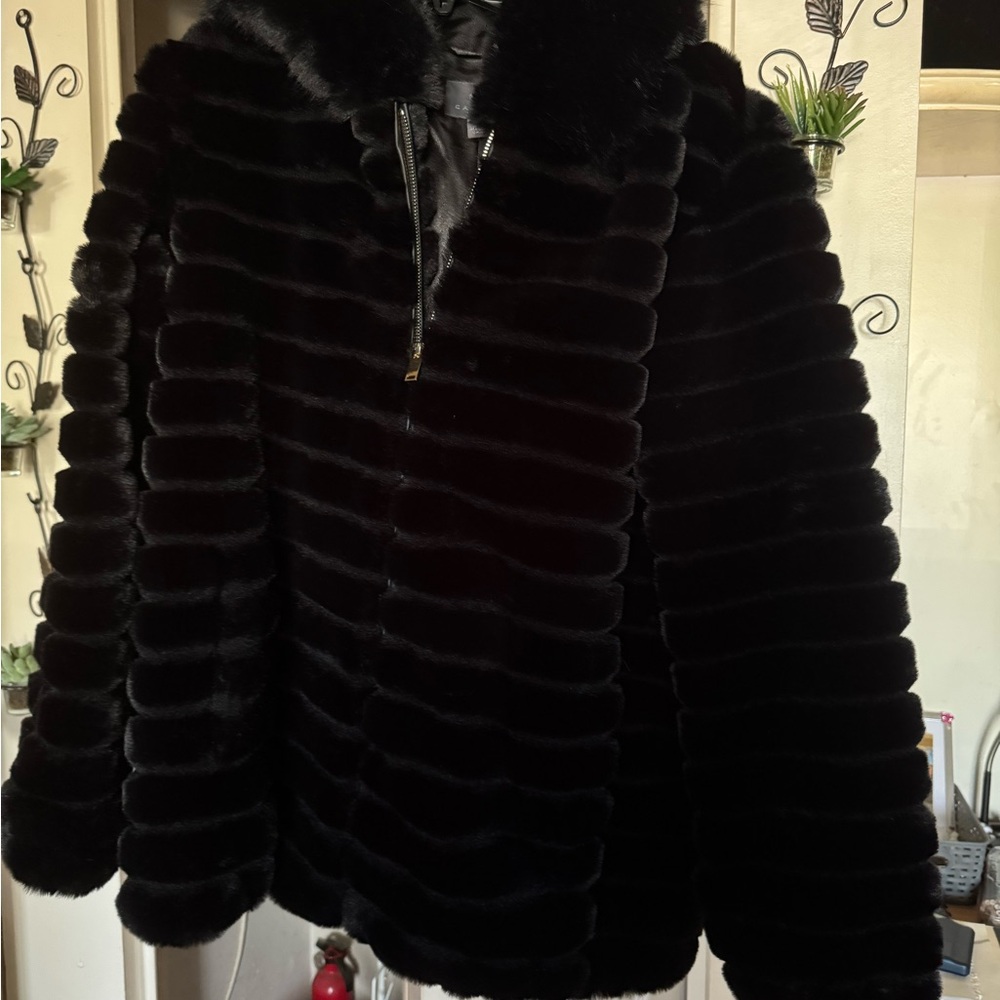 Luxurious Black Faux Fur Jacket